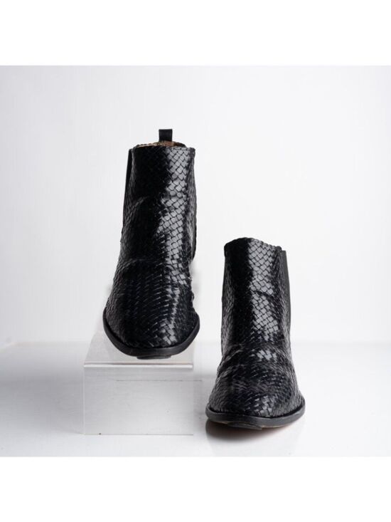 Charles Jourdan Vintage Ankle boots Mens Leather Woven Black Braided US 8 EU 42 main image 6